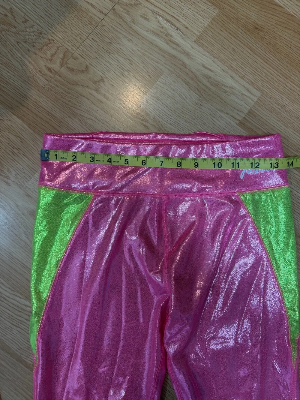 Justice XL Pink Green Metallic Leggings Girls